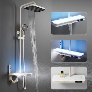 Juego de ducha termostática de latón para montaje en <span class=keywords><strong>pared</strong></span> Gockel, sistema de ducha digital inteligente multifuncional para baño. - Product Image 1