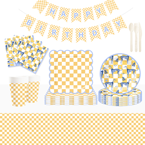DAMAI Animal Theme Disposable Dessert Dinner <b>Paper</b> Plates Cup Napkin with Punnett Square Tableware Set for Party Supplies - Product Image 1