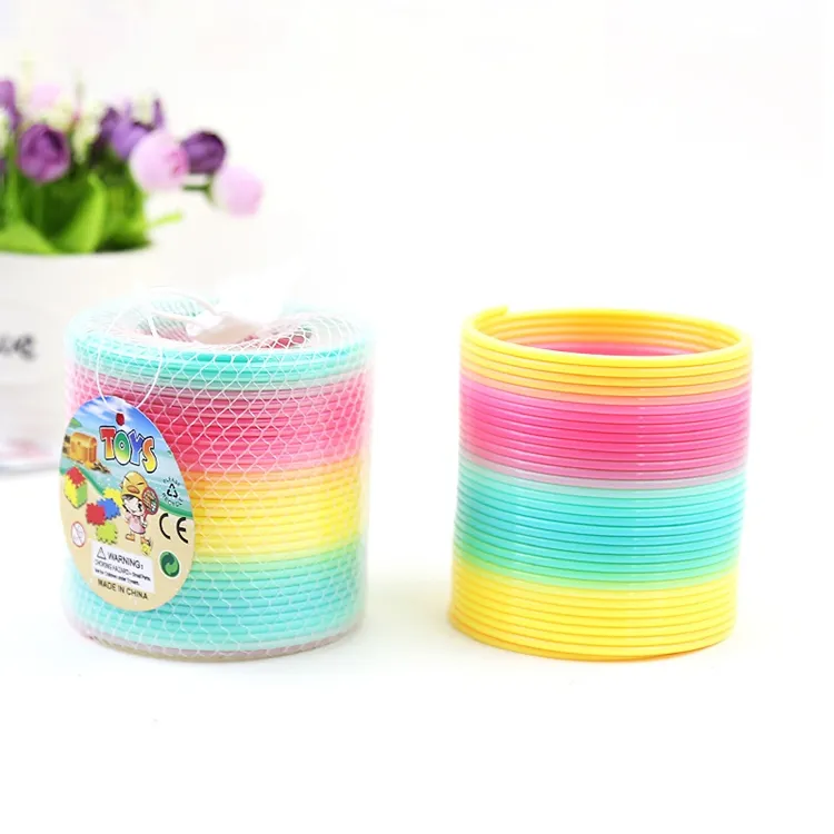 Wholesale Mini and Jumbo Size Plastic Bouncing Toy Magic Spring Circle Jumbo Elastic toys Colorful Rainbow Spring Coil