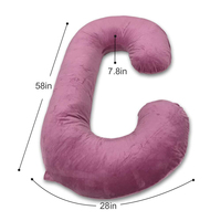 Oreiller de grossesse magenta avec housse en velours, oreiller de maternité en forme de C pour dormir sur le côté