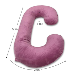 Almohada de Embarazo <span class=keywords><strong>Magenta</strong></span> con Funda de Terciopelo, Almohada Corporal de Maternidad en Forma de C para Dormir de Lado - Product Image 4