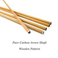Arbre de flèche en carbone pur motif en bois diamètre intérieur 0.246 pouces avec encoches en plastique inserts en aluminium pour arc classique composé