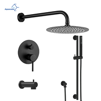Aquacubic CUPC CE certifié nouveau système de douche de robinet de douche de bain noir conçu avec barre coulissante