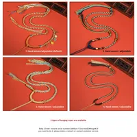 Vert Joie Tibétain Thangka Acier Inoxydable Plaqué Or Zaki Lam Jaune Richesse Dieu Amulette Collier Samantabhadra Bodhisattva Cinq
