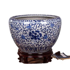 Jingdezhen रेट्रो दरार घुटा हुआ पारंपरिक नीले और सफेद चीनी मिट्टी मछली कटोरा चीनी नीले और सफेद चीनी मिट्टी बर्तन - Product Image 1