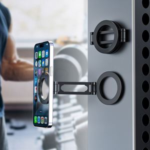 Foldable Magnetic Phone Holder Double Sides Magnets Desk <b>Stand</b> for Universal Phones iPhone Used on Refrigerator Gym Metal - Product Image 2
