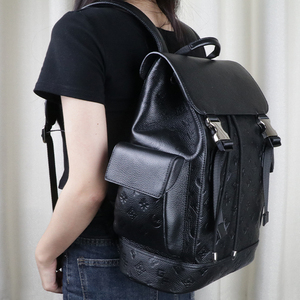 Men PU Leather <b>Backpack</b> <b>Large</b> Capacity Travel Laptop <b>Backpack</b> Embossed Casual Outdoor Daypack With Side Pockets - Product Image 5