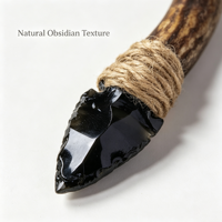 Vente en gros d'objets artisanaux en cristal, couteau magique en obsidienne, décoration artisanale pour la maison, guérison spirituelle, jeu de rôle