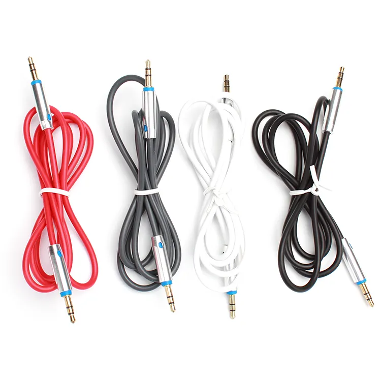 Factory price metal gold end PVC flexible car aux audio cable 3.5mm male to male for TV headphone mobile MP3 CD player