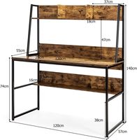 Bureau d'ordinateur avec étagère de rangement, poste de travail pour PC et ordinateur portable, table de travail pour la maison, le bureau, l'étude et l'écriture, pour chambre à coucher et salon