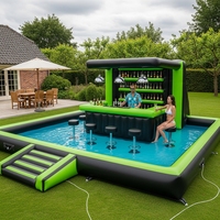 Bar à eau gonflable personnalisé pour adultes, tente de pub gonflable avec piscine pour fête dans la cour, bar de piscine gonflable