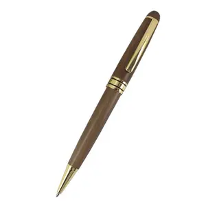 ACMECN-Bolígrafo de madera de nogal, pluma de bola de Color café Natural ecológica, con borde dorado