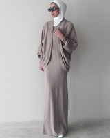Ensemble modeste islamique personnalisé pour femmes, ensemble en coton à deux pièces pour musulmanes
