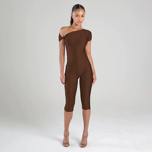 GHY6614 Nuovo Completo <span class=keywords><strong>Donna</strong></span> Primavera Estate Due Pezzi Tinta Unita Top Asimmetrico e Pantaloni Outfit <span class=keywords><strong>Sexy</strong></span> - Product Image 3