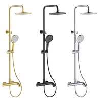 Kit mitigeur de robinet de douche mural 3 voies en laiton de luxe avec barre coulissante ensemble de douche de pluie de salle de bain