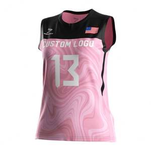 Camiseta Deportiva sin Mangas con Diseño Personalizado, Camiseta de Voleibol Rosa para Niñas, Jersey de Voleibol para Equipos - Product Image 1