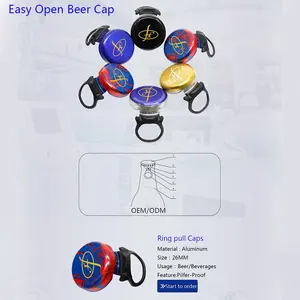 Chinese leading Bottle cap Listed company Wholesale 26mm Easy Open Aluminum Plastic Pull Ring Cap Lid for Water Juice Beer cap