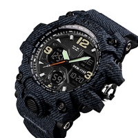 SKMEI 1155B Montre Homme de Style G-Shock Mode 5ATM Analogique Double Fuseau Horaire LED Digitale Sportive Bracelet Homme