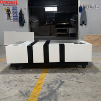 Table basse en pierre à surface solide en Corian blanc et noir Meubles de table à thé pour la maison en forme de rectangle