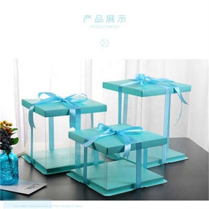 Professional Design Customized Biodegradable Blue Transparent Wedding Birthday Party Cake <b>Boxes</b> - Product Image 4