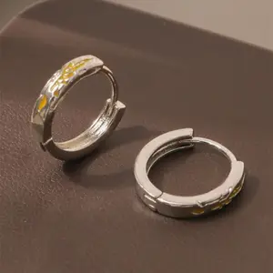SC Father's Day Gifts Silver Plated Earrings Simple Irregular Flame Carved Huggie Hoop Earrings Men Jewelry