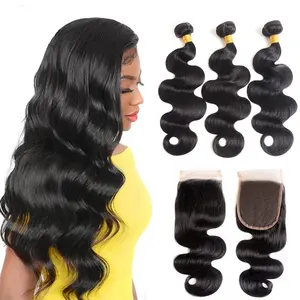 Wholesale 100% Raw Virgin Human Hair Bundles Vendors With Lace Closure , Mink Hair Weave Virgin Brazilian Cuticle Aligned Hair