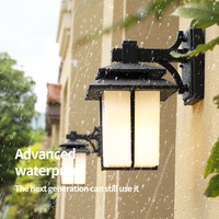 Applique murale LED extérieure en aluminium noir de style romain pour jardin et cour, étanche, blanc chaud, garantie 2 ans