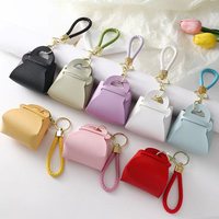 Petit porte-monnaie en cuir PU, mini portefeuille, pochette à monnaie, sac de rangement pour écouteurs avec sangle en corde tressée, breloque de sac pour femme, vente en gros