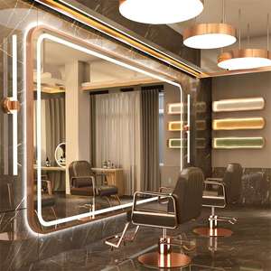 Modern tek taraflı aydınlatma LED berber aynası çevre dostu dikdörtgen cam duvara monte alüminyum çerçeve dokunmatik LED ayna - Product Image 1