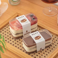 Boîte à gâteaux en plastique tiramisu, carré transparent, populaire, conteneur de stockage de desserts, emballage de pâtisserie, boîte avec couvercle