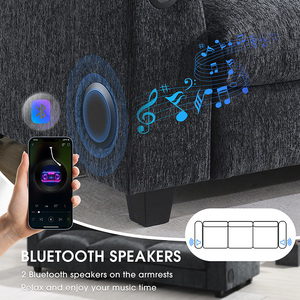 Divano Multifunzionale in Tessuto a 3 Posti, Divano Componibile con Porta USB, Bluetooth e Vano Portaoggetti per Soggiorno/Appartamento/Corridoio - Product Image 4