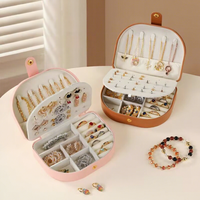 Haut de gamme rétro bijoux organisateur cas stockage bijoux coffret cadeau en cuir voyage coquille boîte à bijoux pour boucles d'oreilles bagues collier