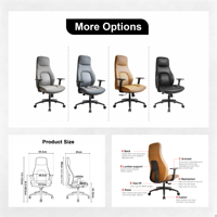 Chaise de bureau exécutive ergonomique moderne en cuir, hauteur et accoudoirs réglables, pivotante pour les conférences, directement de l'usine source