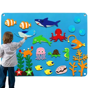 मोंटेसरी महासागर ने समुद्र की कहानियों के तहत बच्चों के लिए बोर्ड की कहानी शार्क ऑक्टोपस के खिलौने दीवार गतिविधि को महसूस किया