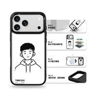 Coque de téléphone AG Feeling Black Edge avec design à capuche pour iPhone 17, 17 Pro Max, 16 Pro, 15, 15 Pro Max – Coque magnétique