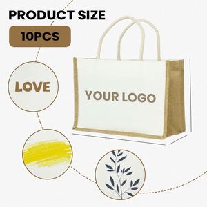 Custom Printed Natural <b>Jute</b> <b>Shopping</b> <b>Bag</b> With Waterproof Lining and Cup Holder for Daily Use - Product Image 5