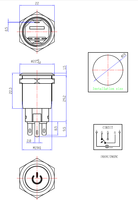 19mm personnalisation faite Interrupttore 12V 5A Round Locking Light angle eye ring switches