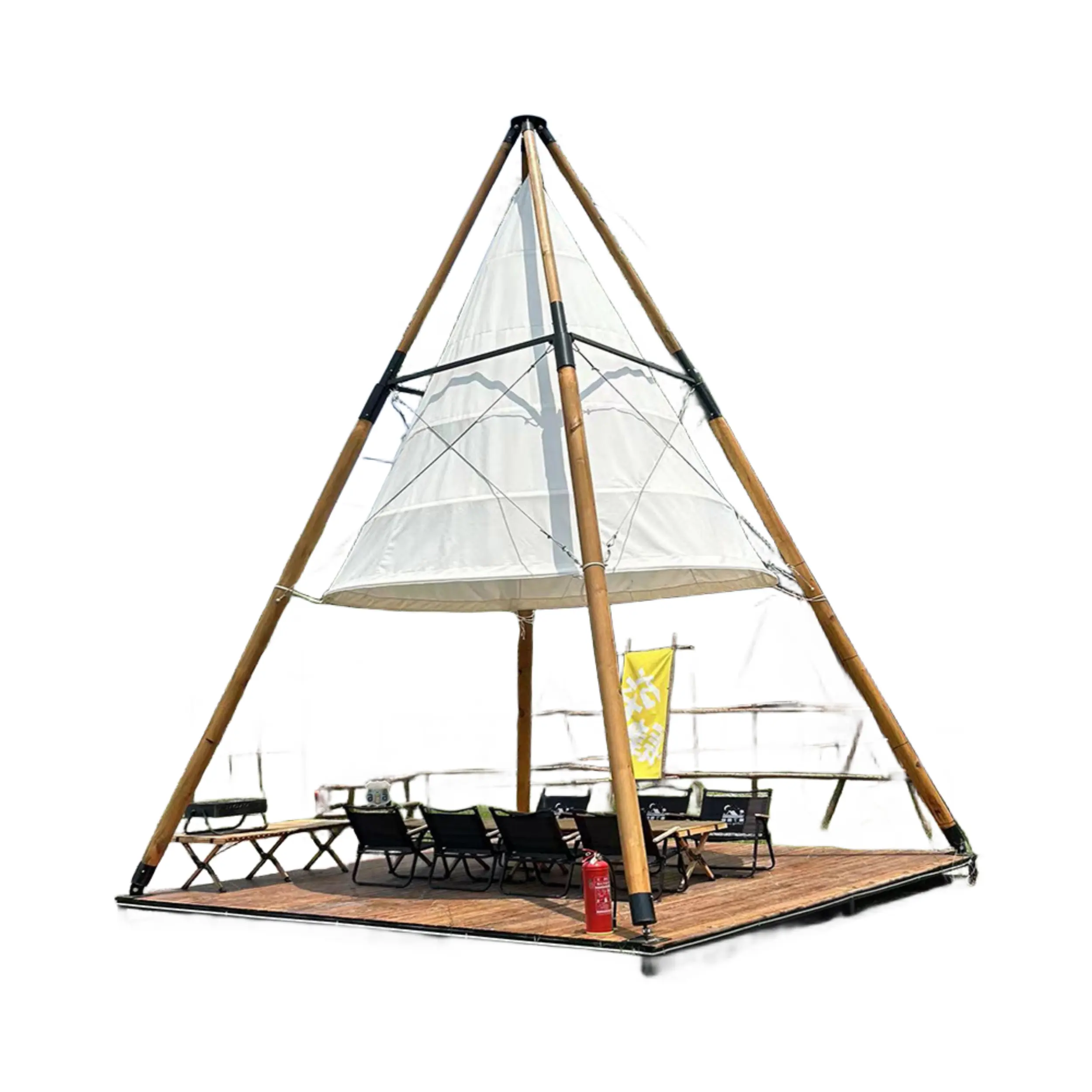Tente lanterne extérieure imperméable en toile pour grande fête de camping Tente pyramidale Tipi