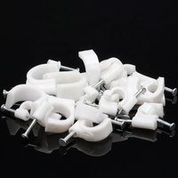 HDS Lot de 100 attaches-câbles avec kit de clous en acier, clous en U ronds OD : 6mm/7mm/8mm/10mm, attaches pour la gestion des câbles et fils