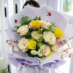 กระดาษห่อดอกไม้พิมพ์ลายหัวใจสีแดงขนาดเล็ก 56*56.5 ซม. แบบกันน้ำ ฟิล์มพลาสติกมุก สำหรับห่อของขวัญ ขายส่ง - Product Image 6