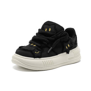 <span class=keywords><strong>Scarpe</strong></span> da Donna Nere con Suola Spessa Rialzante, Stile Retrò, Casual, Allacciate, Sintetiche, Modello Black Star, Trendy per Studentesse - Disponibili Subito - Product Image 5