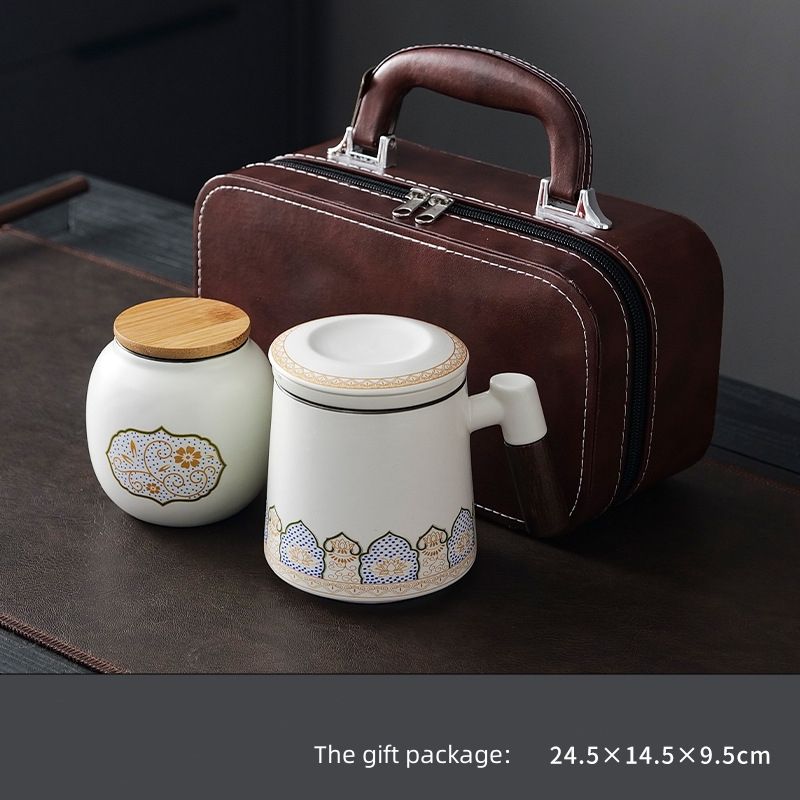 White with brown bag