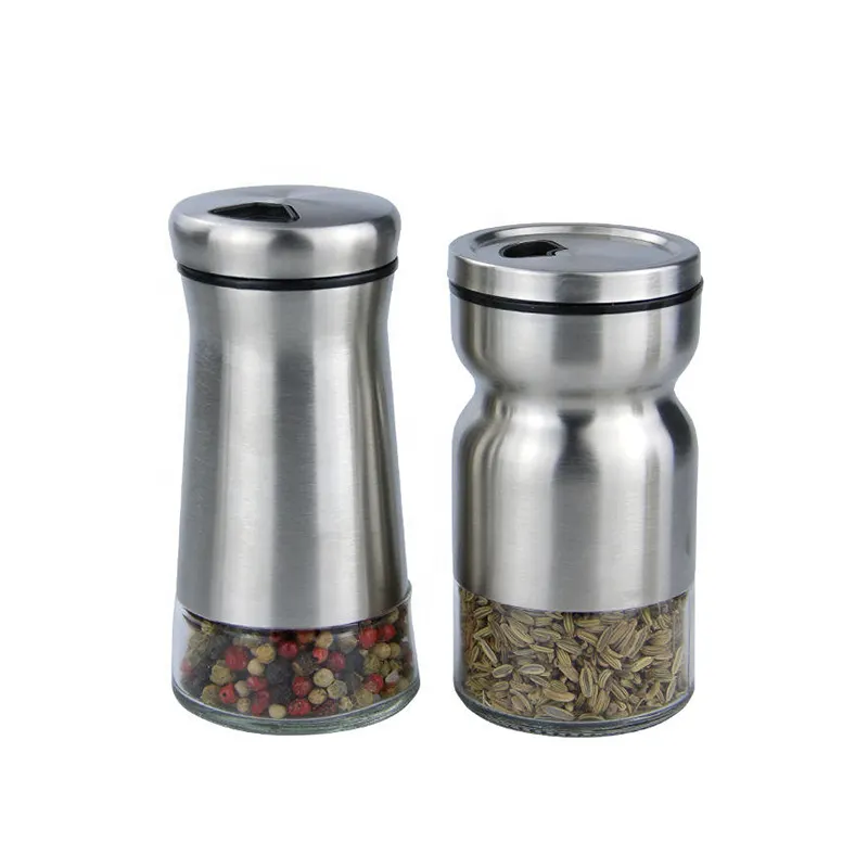 Heißer Verkauf Glas Salz-und Pfeffers treuer Set Bulk Jar Spice Kitchen Salt Spice Shaker mit verstellbaren Gieß löchern