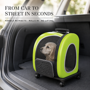 Sac de transport rigide à roulettes pour animaux de compagnie avec poignée rétractable pour les voyages en voiture - Product Image 1