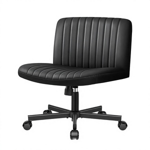 Modern PU Leather Adjustable Height Armless Swivel Office Chair with Wheels, Metal Legs, 360° <b>Rotating</b> Task <b>Desk</b> Chair for Home - Product Image 3