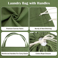 Sac à linge en toile extra-large et robuste avec logo personnalisé, sac de rangement en toile lavable pour la blanchisserie d'hôtel et le rangement des vêtements