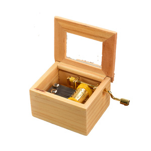 Wholesale Hand-cranked Wooden & Metal Music Box Transparent <b>Window</b> Visible Movement Musical Gift - Product Image 1