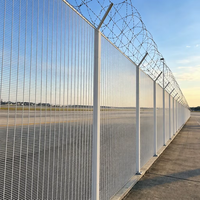 Clôture de sécurité aéroportuaire en treillis 358 thermolaqué, panneaux soudés pour piste aéroportuaire, anti-coupure, rigide, périmètre personnalisé