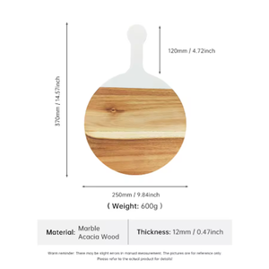<span class=keywords><strong>Planche</strong></span> à pizza ronde en bois d'acacia avec poignée - Product Image 2