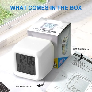 Jam Alarm <span class=keywords><strong>Digital</strong></span> LED, jam sublimasi <span class=keywords><strong>digital</strong></span> berubah warna kalender lampu termometer Snooze Alarm <span class=keywords><strong>Digital</strong></span> 7 warna